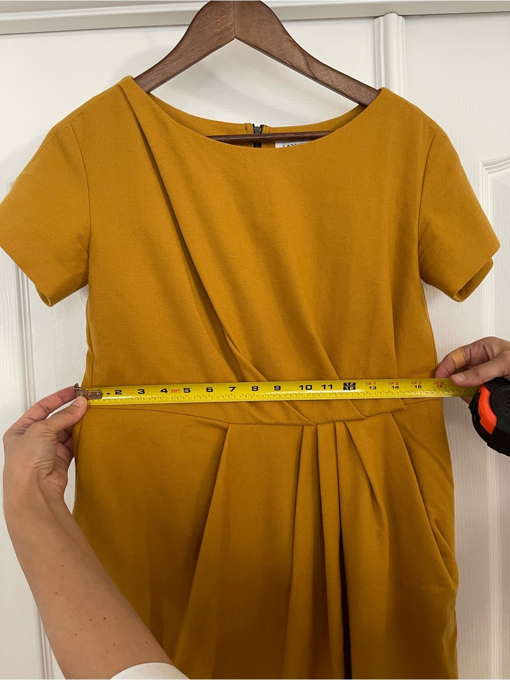 Lanvin en bleu Mustard Short Sleeve mini Dress - Picture 7 of 10
